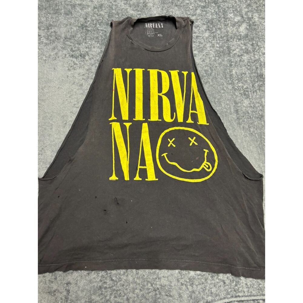 MISSLOOK Nirvana Thrash Raw Edge Blue Sleeveless T-shirt Tunic 2XL Alt Rock Kurt